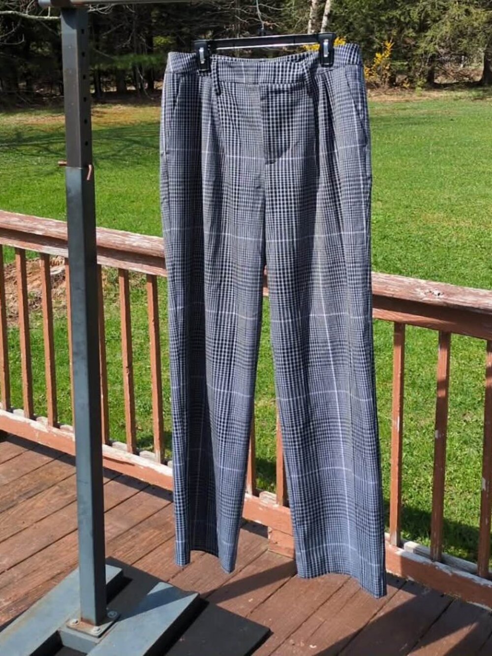 A New Day Plaid Pants Sz 12 Career Straight Leg Pleated Basic Academia Business